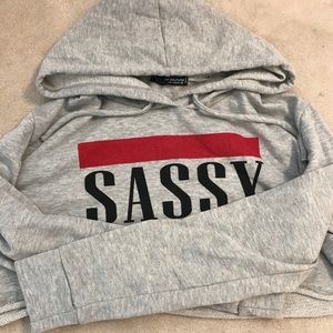 ‘Sassy’ long sleeved, cropped shirt with hood